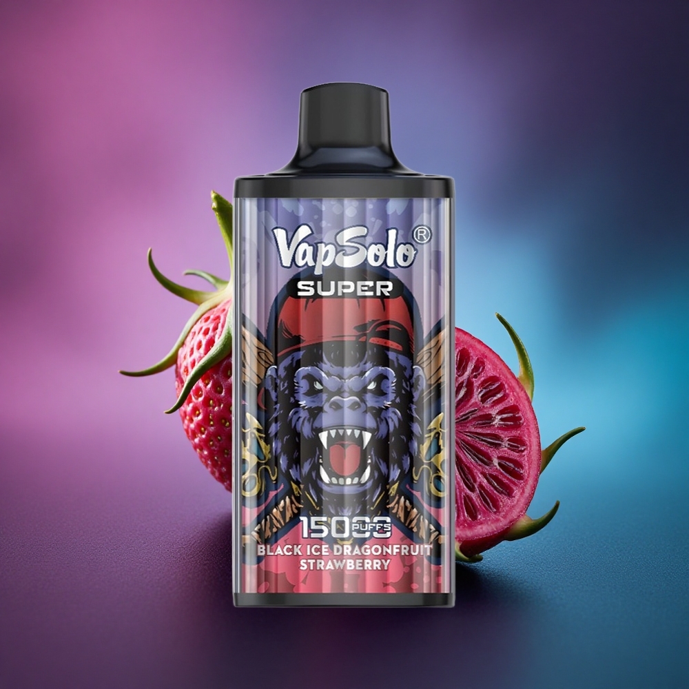 Vapsolo Super 15000 Puffs Dragón de Hielo Negro Fresa con 40ml de Líquido y 850mAh