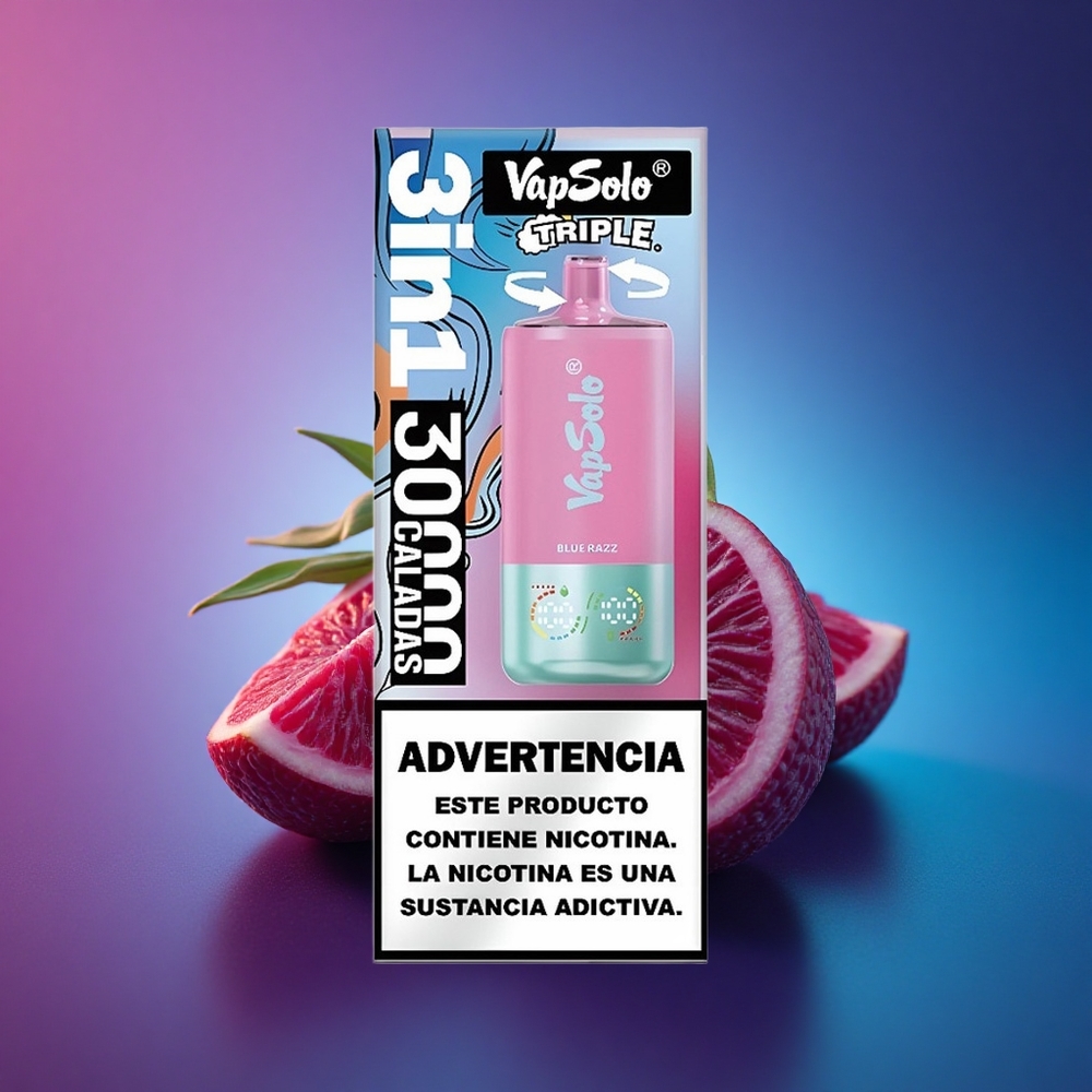 Vapsolo Triple 30000 Puffs Azul Frambuesa 40ml Tipo-C