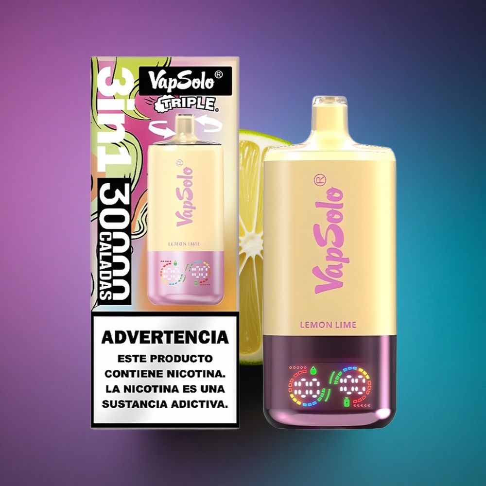 Vapsolo Triple 30000 Puffs Lima Limón Triple 40ml 20mg Nicotina Tipo-C