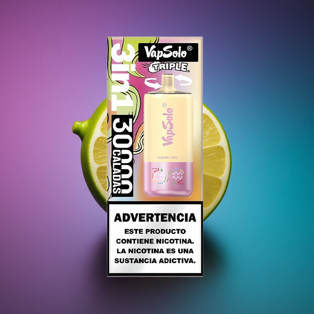 Vapsolo Triple 30000 Puffs Lima Limón Triple 40ml 20mg Nicotina Tipo-C