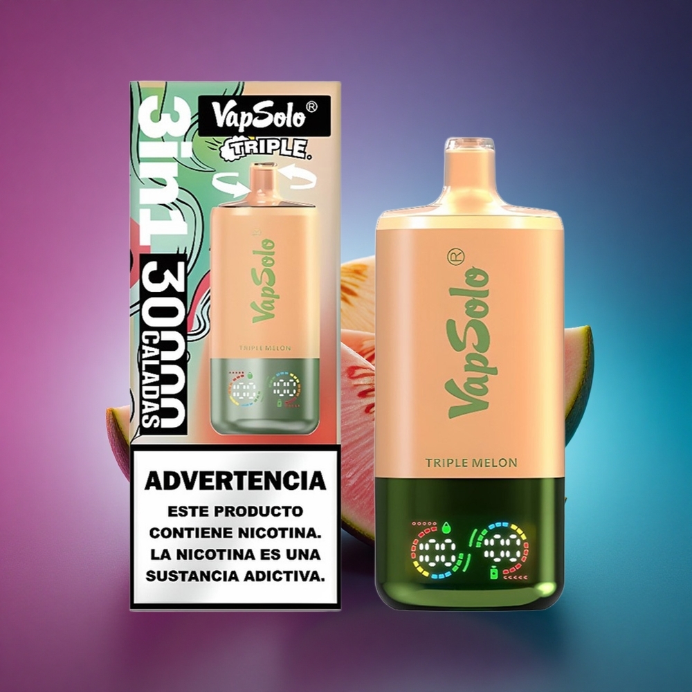 Vapsolo Triple 30000 Puffs Melón Triple 40ml Tipo-C 20mg Nicotina