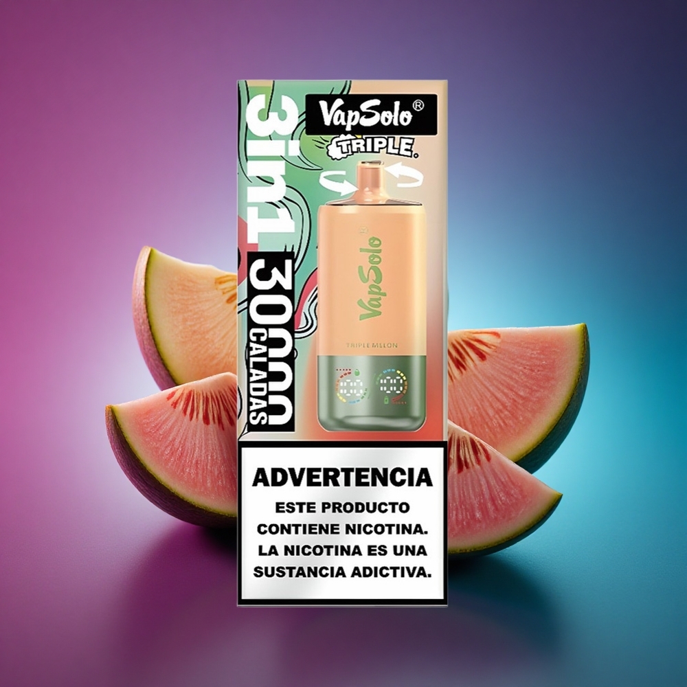 Vapsolo Triple 30000 Puffs Melón Triple 40ml Tipo-C 20mg Nicotina
