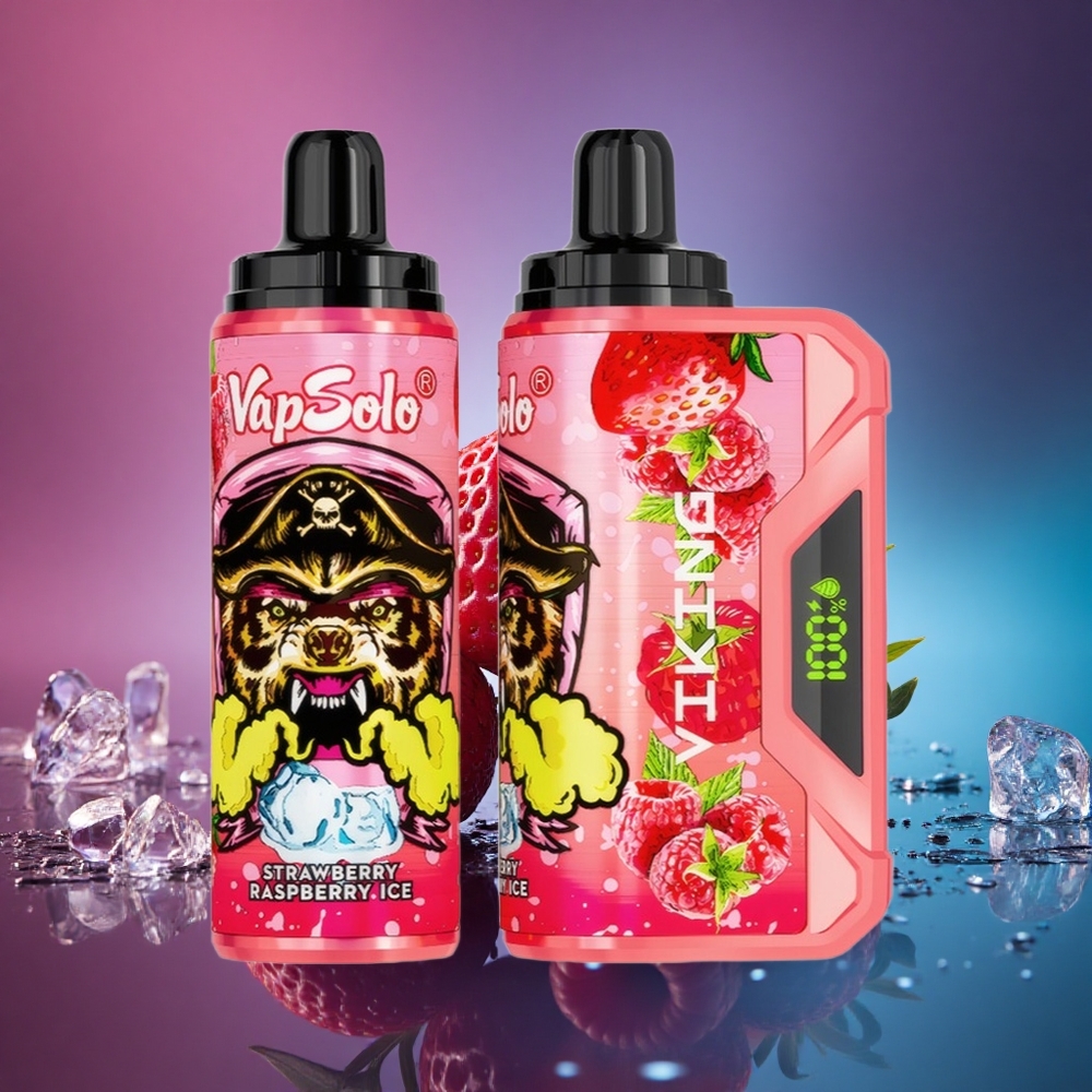 VapSolo VIKING 12000 Puffs Helado de Fresa y Frambuesa con 22ml de Líquido y Nicotina 20mg/ml