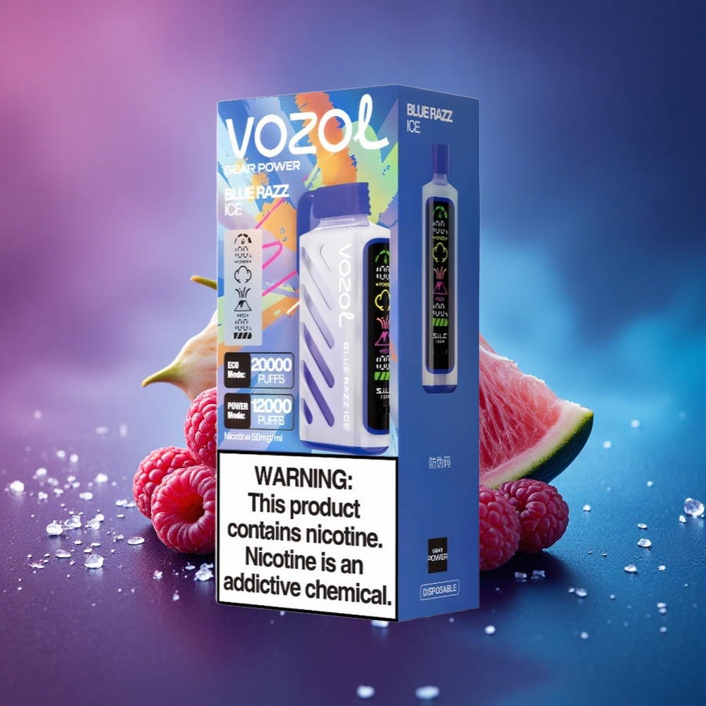 VOZOL Gear Power 20000 Puffs Azul Frambuesa Hielo con Pantalla Completa y 20mL