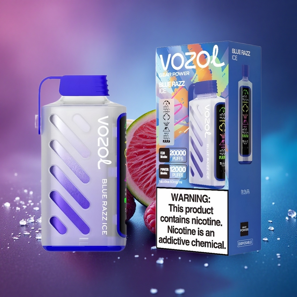 VOZOL Gear Power 20000 Puffs Azul Frambuesa Hielo con Pantalla Completa y 20mL