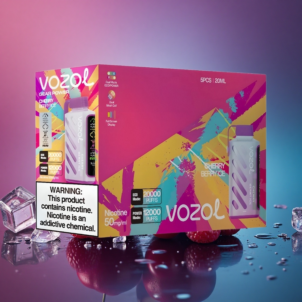 VOZOL Gear Power 20000 Puffs Cereza y Baya Helada con Dual Mesh y 20mL