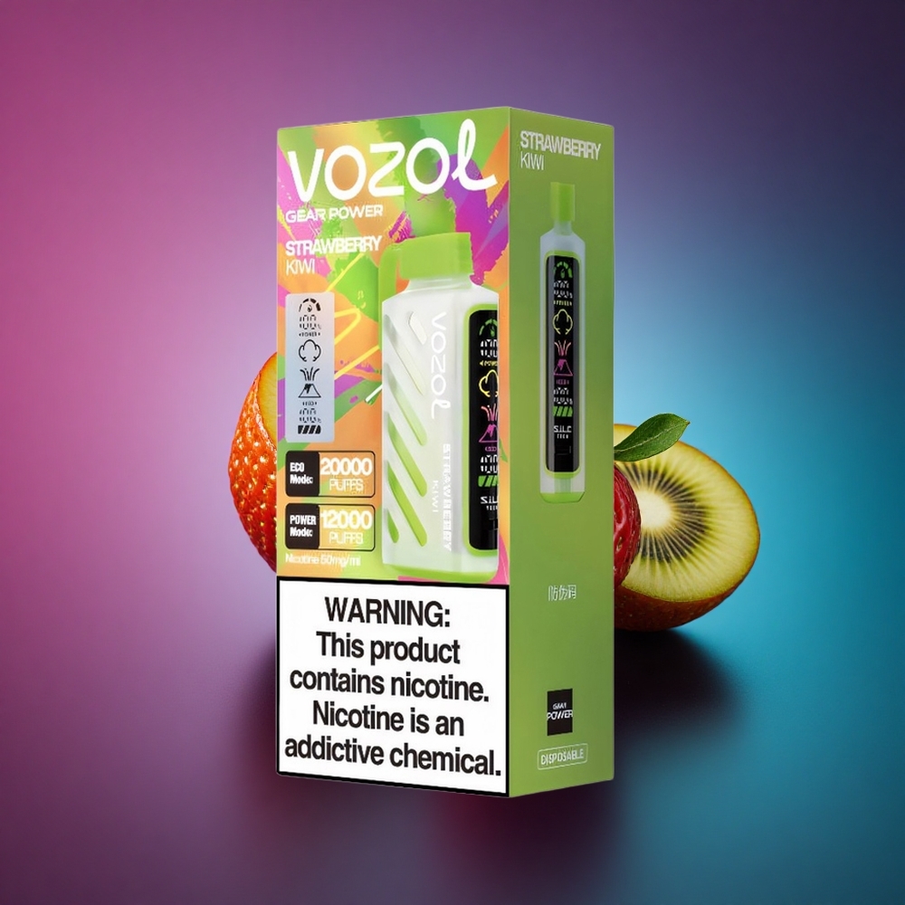 VOZOL Gear Power 20000 Puffs Fresa Kiwi Doble Malla Pantalla Completa 20mL Nicotina 5%