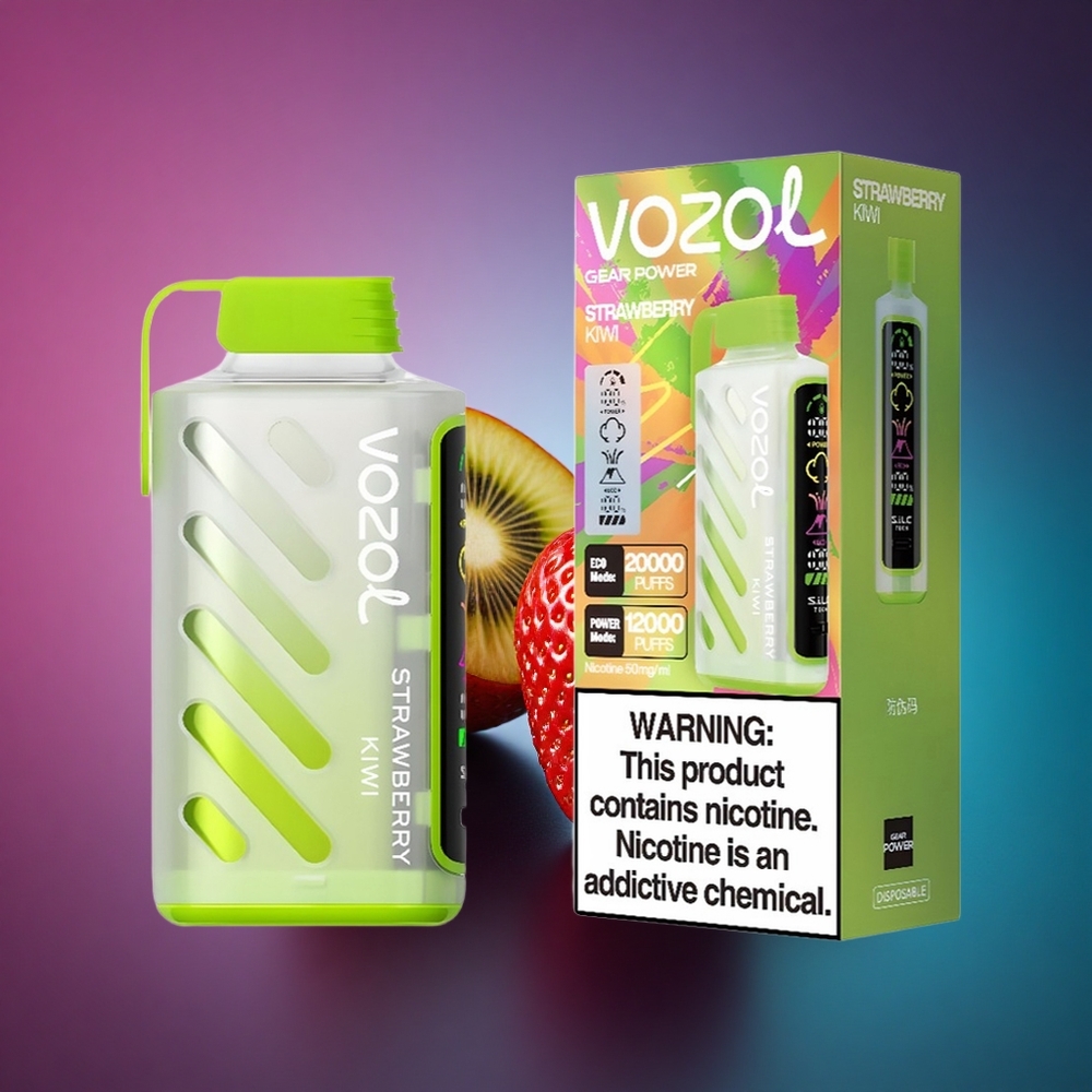 VOZOL Gear Power 20000 Puffs Fresa Kiwi Doble Malla Pantalla Completa 20mL Nicotina 5%