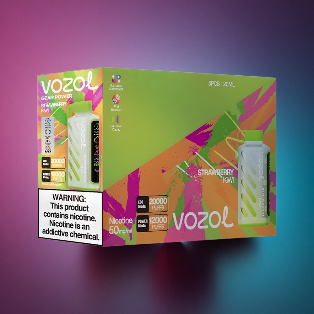 VOZOL Gear Power 20000 Puffs Fresa Kiwi Doble Malla Pantalla Completa 20mL Nicotina 5%