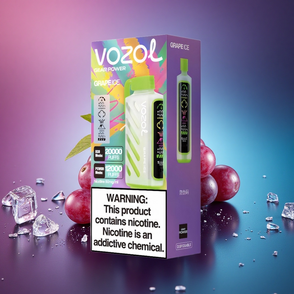 VOZOL Gear Power 20000 Puffs Helado de Uva con Pantalla Completa y Doble Malla