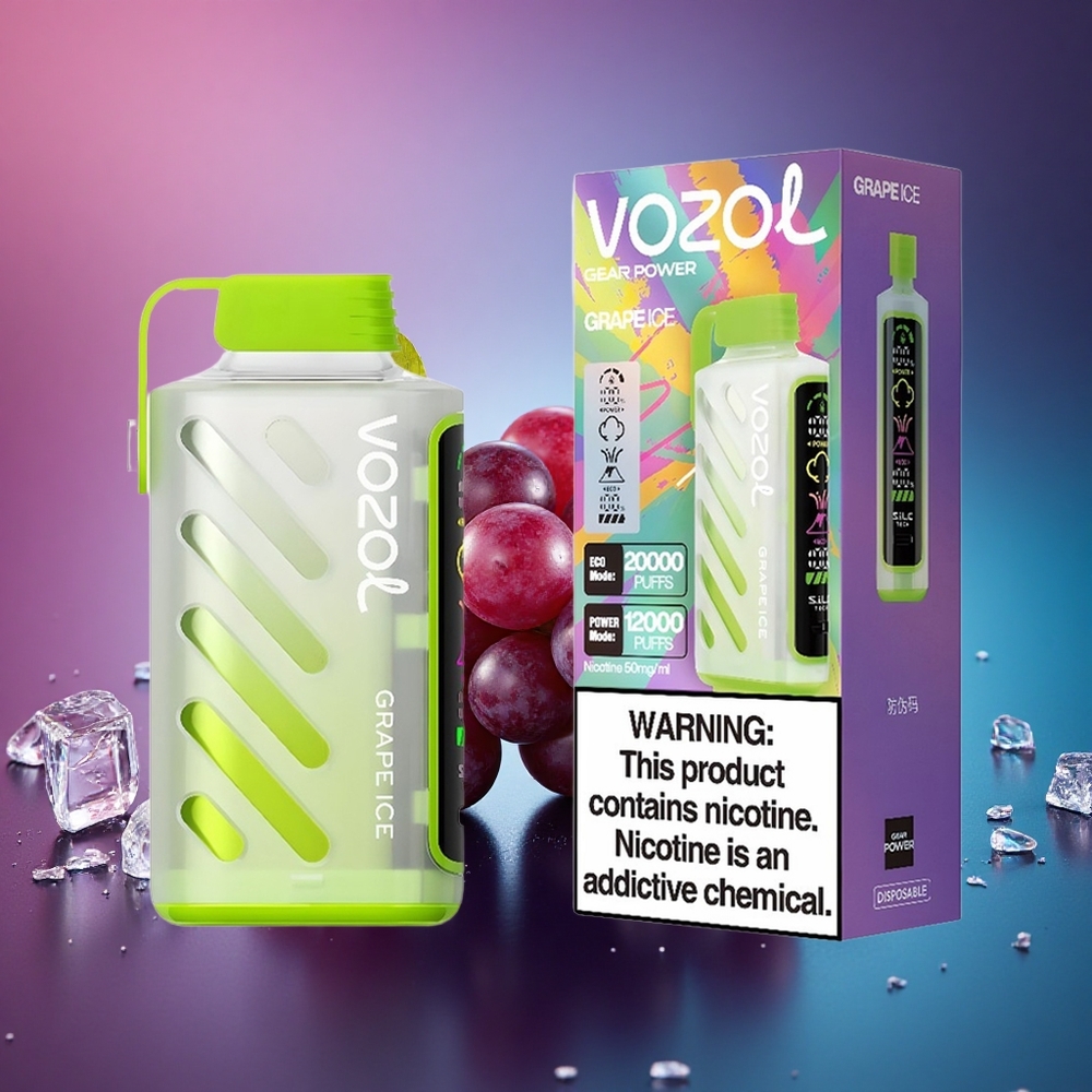 VOZOL Gear Power 20000 Puffs Helado de Uva con Pantalla Completa y Doble Malla