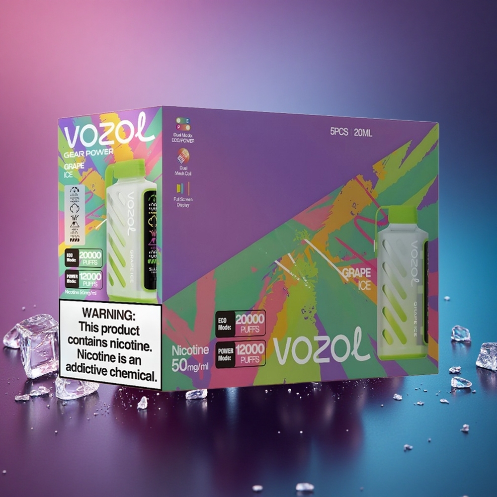 VOZOL Gear Power 20000 Puffs Helado de Uva con Pantalla Completa y Doble Malla