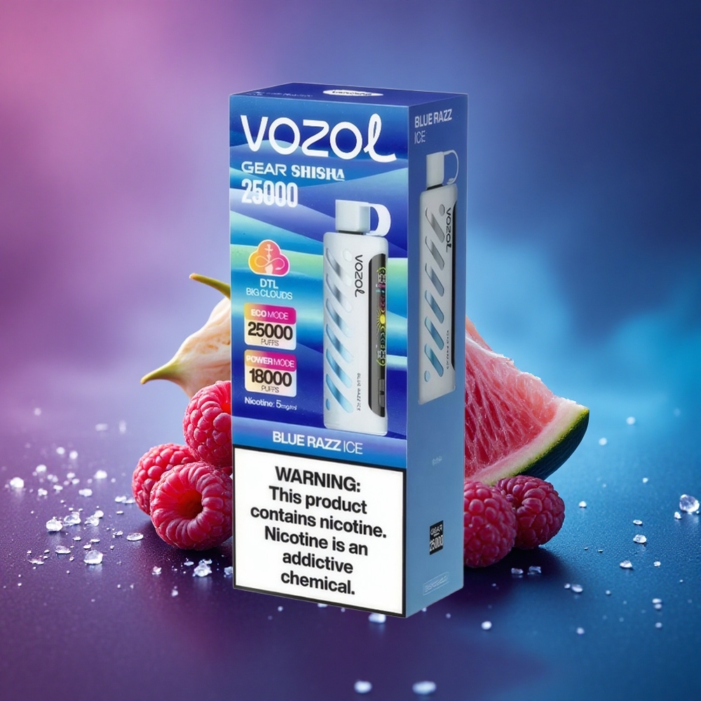 VOZOL Gear Shisha 25000 Puffs Azul Frambuesa Hielo con 5mg/ml de Nicotina y 1000mAh