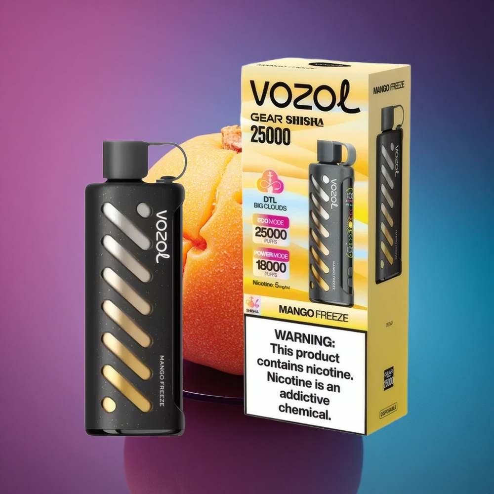 VOZOL Gear Shisha 25000 Puffs Mango Freeze con Sabor Dual Mesh y 5mg/ml de Nicotina