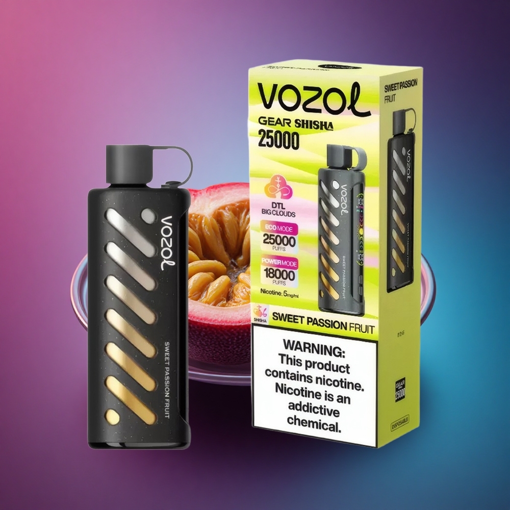 VOZOL Gear Shisha 25000 Puffs Pasión Frutal Dulce con Sabor Intenso y 5mg/ml de Nicotina