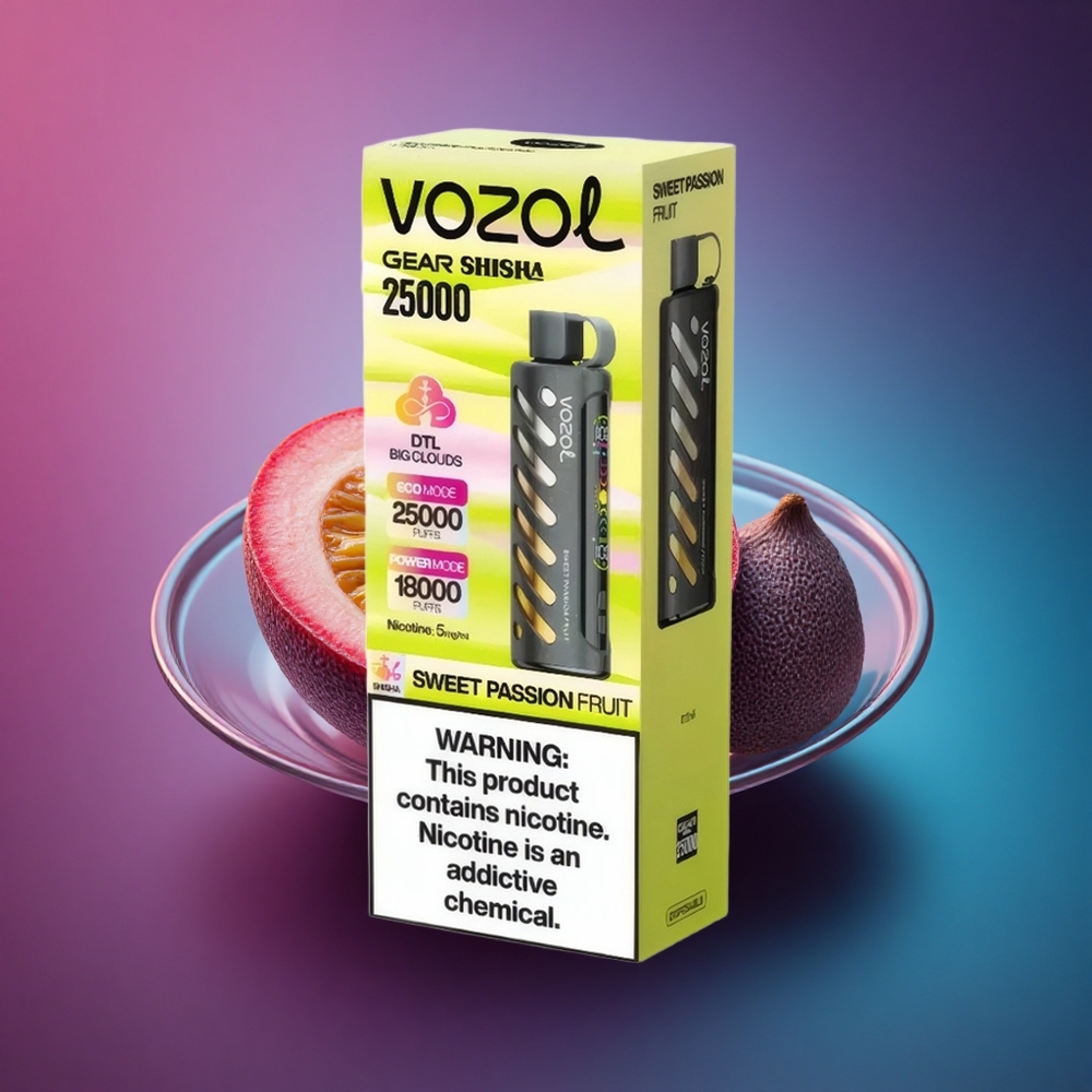 VOZOL Gear Shisha 25000 Puffs Pasión Frutal Dulce con Sabor Intenso y 5mg/ml de Nicotina